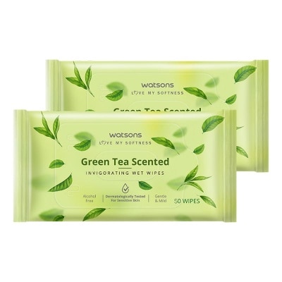 WATSONS - Invigorating Wet Wipes Green Tea 2 X 50'S