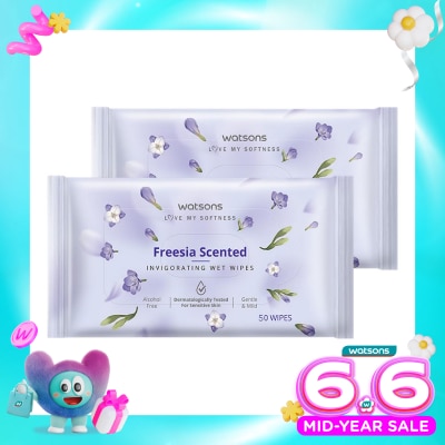 WATSONS COLLECTION - Invigorating Wet Wipes Freesia 2 X 50'S