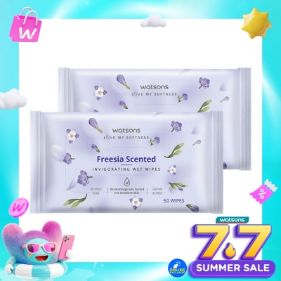 WATSONS COLLECTION - Invigorating Wet Wipes Freesia 2 X 50'S