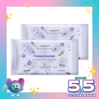 WATSONS - Invigorating Wet Wipes Freesia 2 X 50'S