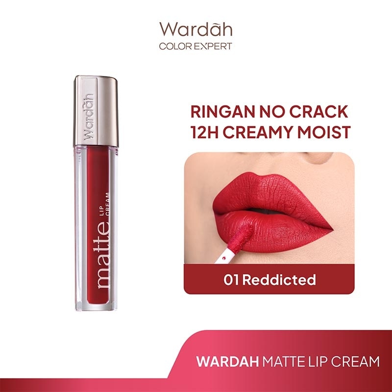 WARDAH Matte Lip Cream 01 Red-dicted 4g - Warna Intense dan Tahan Lama - Matte Finish