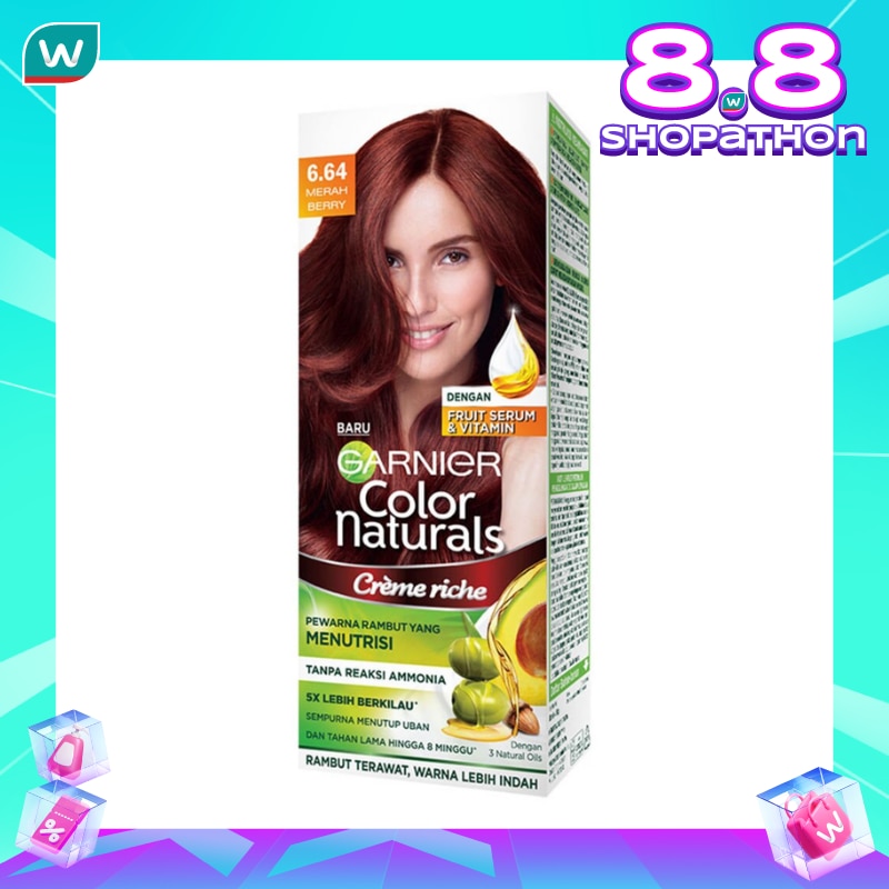 Promo Harga Garnier Hair Color 6.64 Merah Berry 105 ml - Watsons