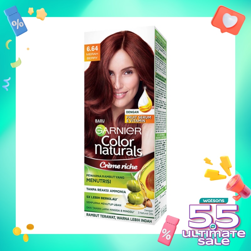 Promo Harga Garnier Hair Color 6.64 Merah Berry 105 ml - Watsons