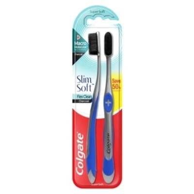 COLGATE Toothbrush Slimsoft Charcoal 2Pk