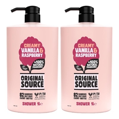 ORIGINAL SOURCE Twin Pack Body Wash Vanilla & Raspberry 1L