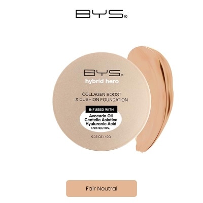 BYS Hybrid Hero Collagen Boost x Cushion Foundation - Lightweight Hydrating SPF 30 Fair Neutral 10g