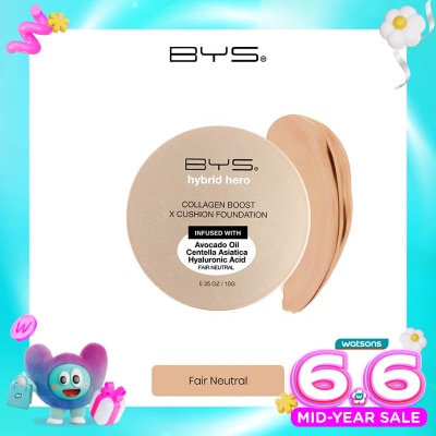 BYS - Hybrid Hero Collagen Boost x Cushion Foundation - Lightweight Hydrating SPF 30 Fair Neutral 10g