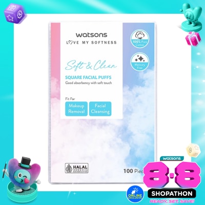 WATSONS COLLECTION - Square Facial Puffs 100pcs Kapas Kotak Bebas Serat image