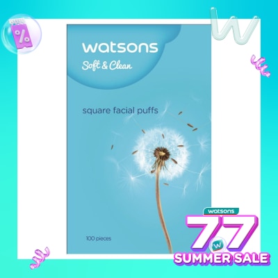 WATSONS Square Facial Puffs 100pcs Kapas Kotak Bebas Serat