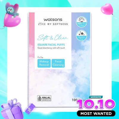 WATSONS COLLECTION Square Facial Puffs 100pcs Kapas Kotak Bebas Serat image