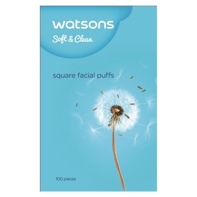 WATSONS Square Facial Puffs 100pcs Kapas Kotak Bebas Serat