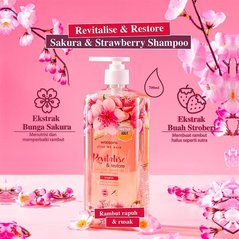 Revitalise & Restore Sakura & Strawberry Shampoo 700ml X 2