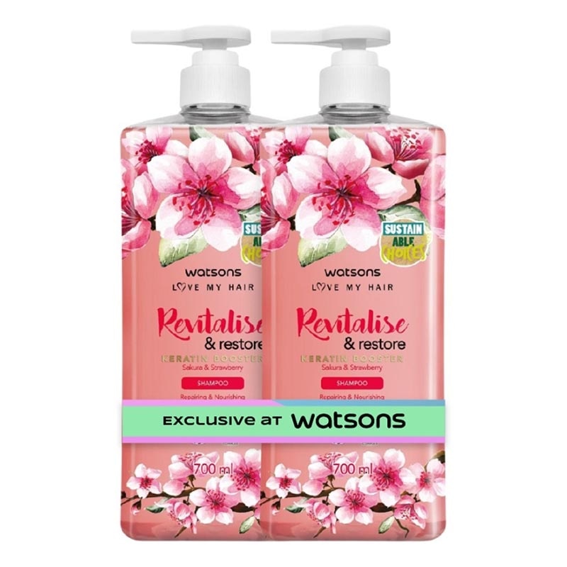 Revitalise & Restore Sakura & Strawberry Shampoo 700ml X 2