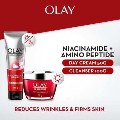 OLAY Set Ritual Krim Pelembab Pagi & Sabun Muka Anti Aging Niacinamide Skincare Tandem 50g + 100g