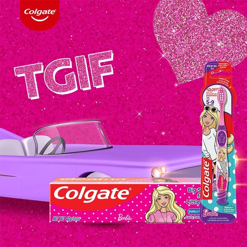 Colgate Kids Barbie Bubble Fruit Toothpaste 40g - Pasta Gigi Anak