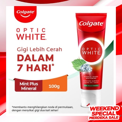 COLGATE Colgate Optic White Whitening Toothpaste Mint Plus Mineral 100g - Pasta Gigi