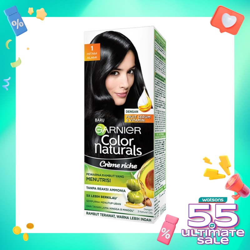 Promo Harga Garnier Hair Color 1 Hitam Alami 105 ml - Watsons