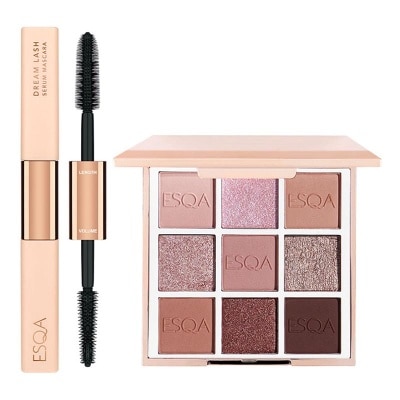 ESQA Goddess Eyeshadow Palette (Mauve) + Dream Lash Serum Mascara Length & Volume - Bundle