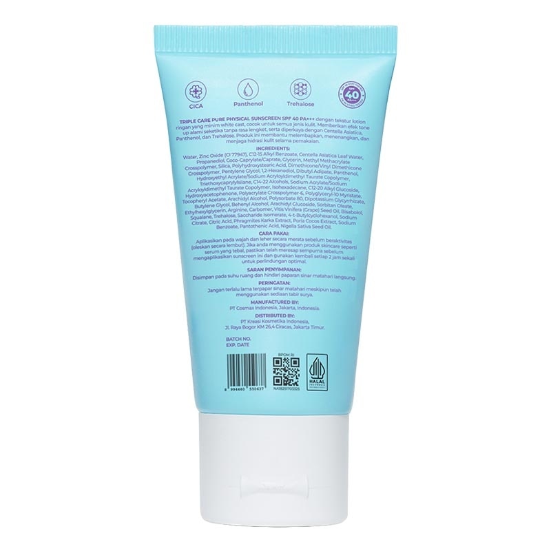 Triple Care Pure Physical Sunscreen SPF 40 PA +++ 50ml