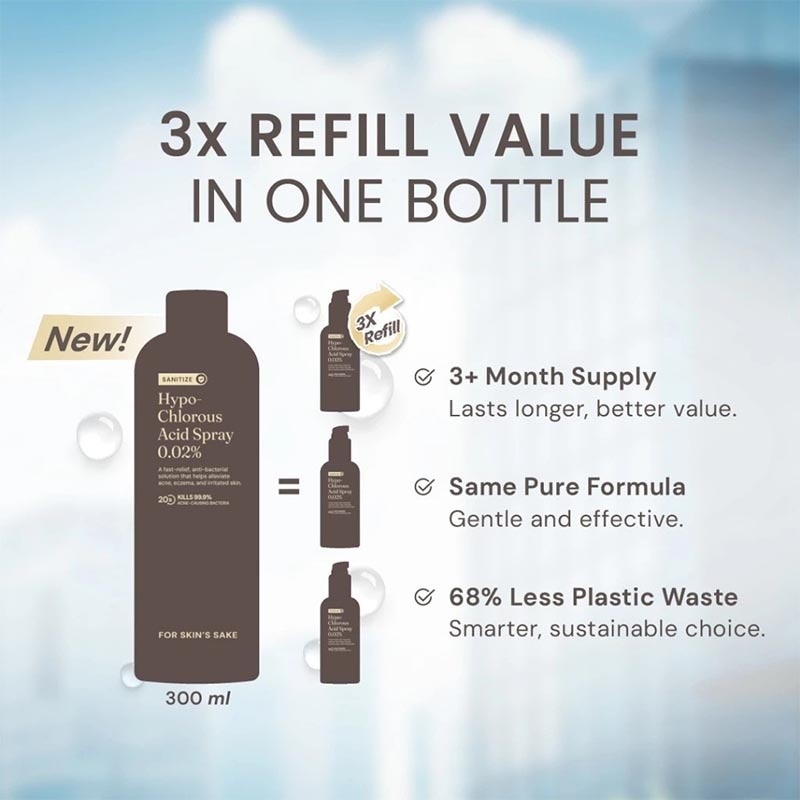 Hypochlorous Acid Spray HOCL 0.02% Refill 300ml