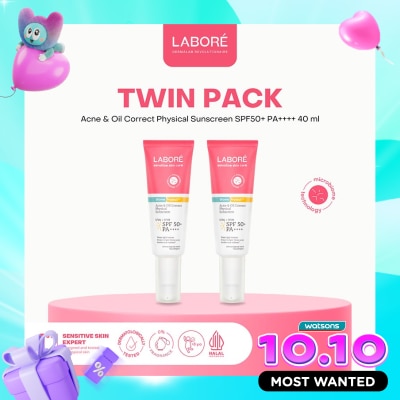 LABORE Twin Pack Dermalab Revolutionaire Acne & Oil Correct Physical Sunscreen SPF50+ PA++++ 40ml image