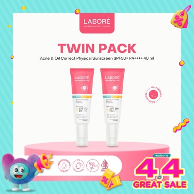 LABORE - Twin Pack Dermalab Revolutionaire Acne & Oil Correct Physical Sunscreen SPF50+ PA++++ 40ml