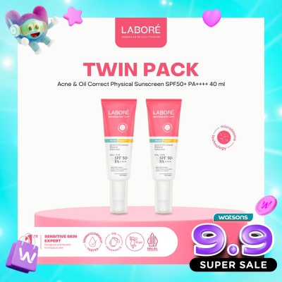 LABORE - Twin Pack Dermalab Revolutionaire Acne & Oil Correct Physical Sunscreen SPF50+ PA++++ 40ml image