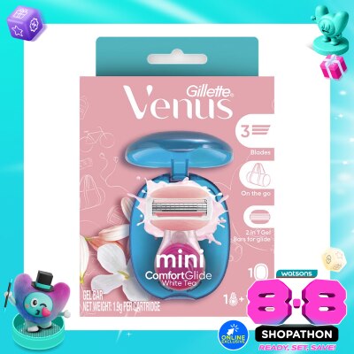 GILLETTE - Venus Mini Comfortglide White Tea Razor 3 Mata Pisau 1'S image