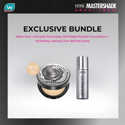 MAKE OVER - [EXCLUSIVE BUNDLE] Powerstay 24H Matte Powder Foundation W22 Warm Ivory + Hydrastay Lasting Glow Setting Spray