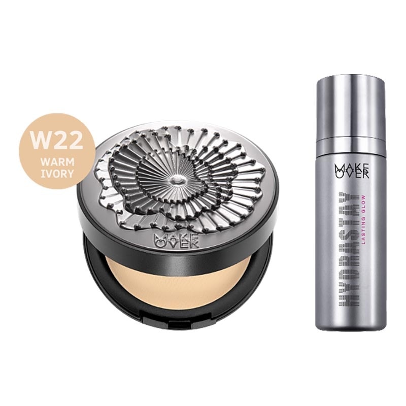 [EXCLUSIVE BUNDLE] Powerstay 24H Matte Powder Foundation W22 Warm Ivory + Hydrastay Lasting Glow Setting Spray