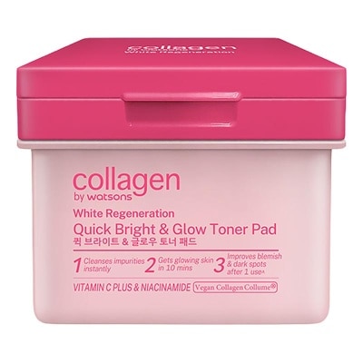 COLLAGEN BY WATSONS White Regeneration Quick Bright & Glow Toner Pads 90'S image