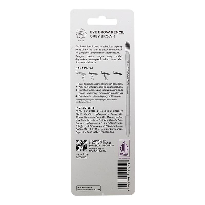 Queen Eye Brow Pencil Grey Brown 1.3g