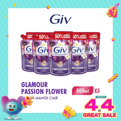 GIV - Beauty Sabun Mandi Cair Passion Flowers & Sweet Berry Pouch Bundle 5 X 800ml