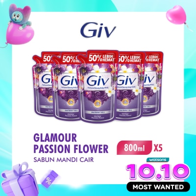 GIV Beauty Sabun Mandi Cair Passion Flowers & Sweet Berry Pouch Bundle 5 X 800ml image