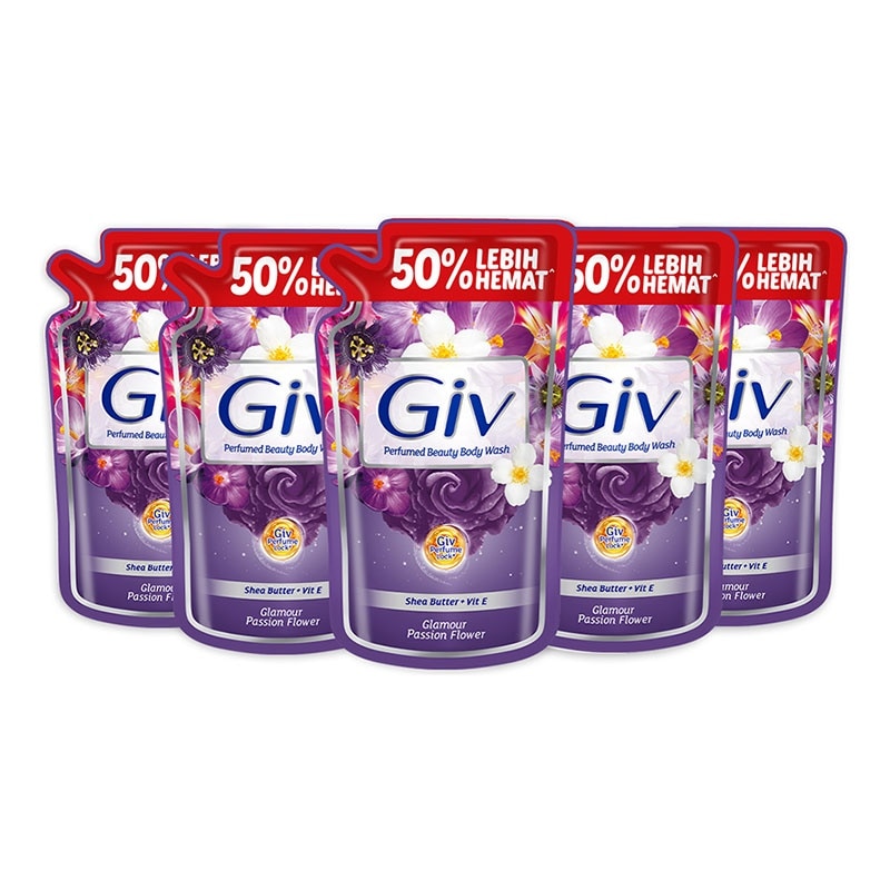 Beauty Sabun Mandi Cair Passion Flowers & Sweet Berry Pouch Bundle 5 X 800ml