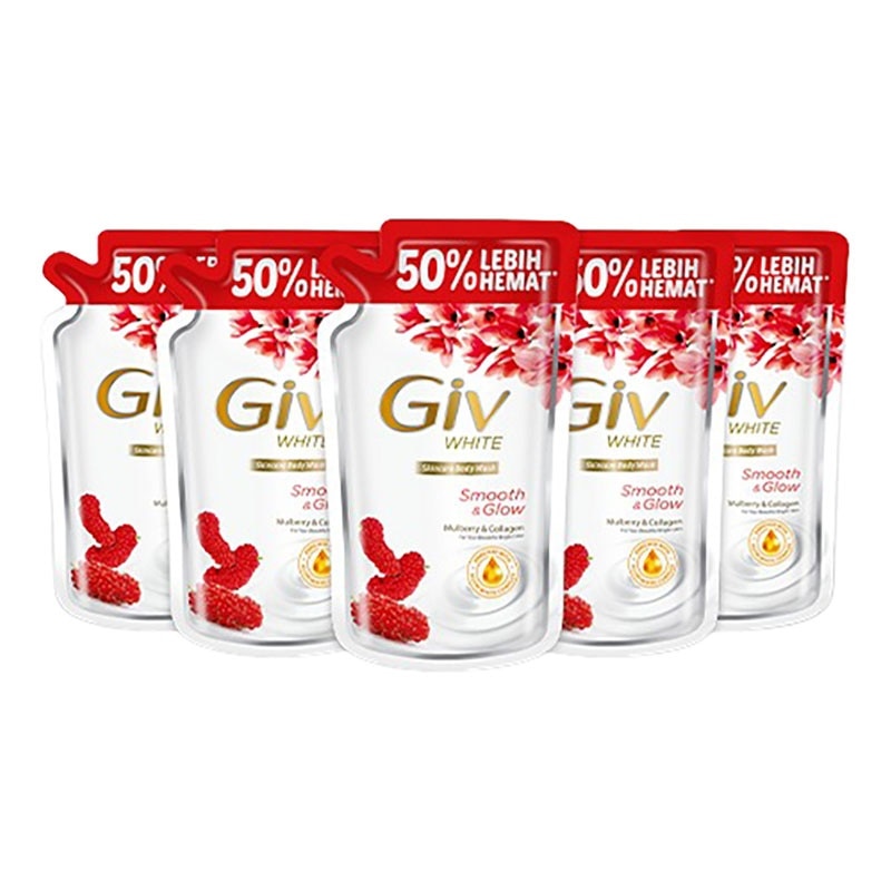 White Sabun Mandi Cair Mulberry Pouch Bundle 5 X 800ml