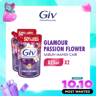 GIV Beauty Twin Pack Sabun Mandi Cair Passion Flowers & Sweet Berry Pouch 800ml image