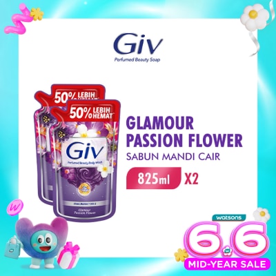 GIV - Beauty Twin Pack Sabun Mandi Cair Passion Flowers & Sweet Berry Pouch 800ml