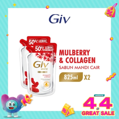 GIV - White Twin Pack Sabun Mandi Cair Mulberry Pouch 800ml