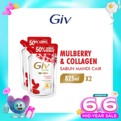 GIV - White Twin Pack Sabun Mandi Cair Mulberry Pouch 800ml