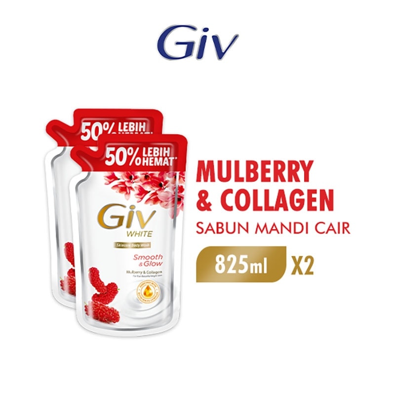 White Twin Pack Sabun Mandi Cair Mulberry Pouch 800ml