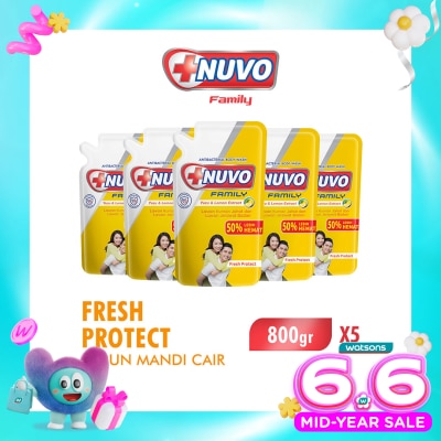 NUVO - Family Sabun Mandi Cair Fresh Protect Pouch Bundle 5 X 800g