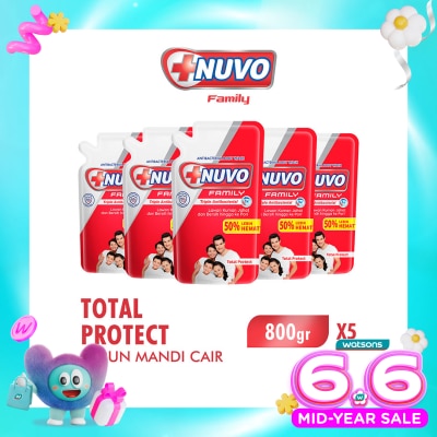 NUVO - Family Sabun Mandi Cair Total Protect Pouch Bundle 5 X 800g