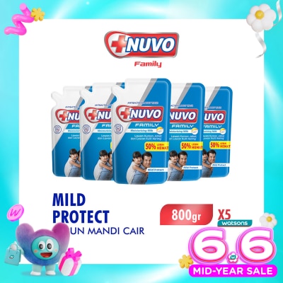 NUVO - Family Sabun Mandi Cair Mild Protect Pouch Bundle 5 X 800g