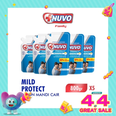 NUVO - Family Sabun Mandi Cair Mild Protect Pouch Bundle 5 X 800g