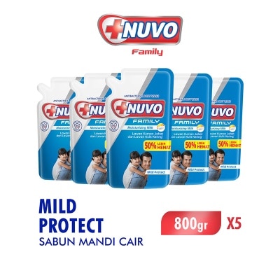 NUVO - Family Sabun Mandi Cair Mild Protect Pouch Bundle 5 X 800g