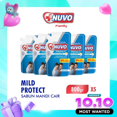 NUVO Family Sabun Mandi Cair Mild Protect Pouch Bundle 5 X 800g image