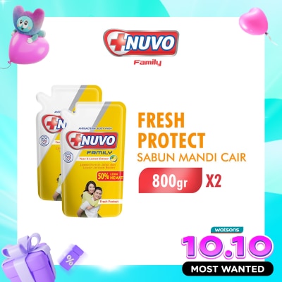 NUVO Family Twin Pack Sabun Mandi Cair Fresh Protect Pouch 800g image