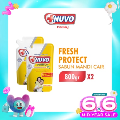 NUVO - Family Twin Pack Sabun Mandi Cair Fresh Protect Pouch 800g