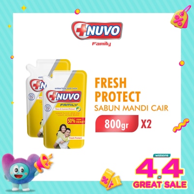 NUVO - Family Twin Pack Sabun Mandi Cair Fresh Protect Pouch 800g